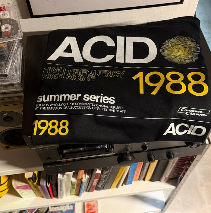 1988 Acid House Cassette Front Print - Tshirt - Black