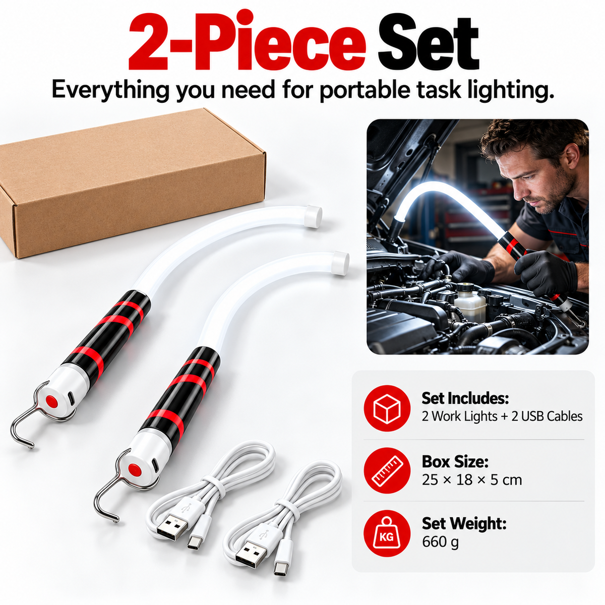 Bendable LED Flashlight Stick 2 PCS