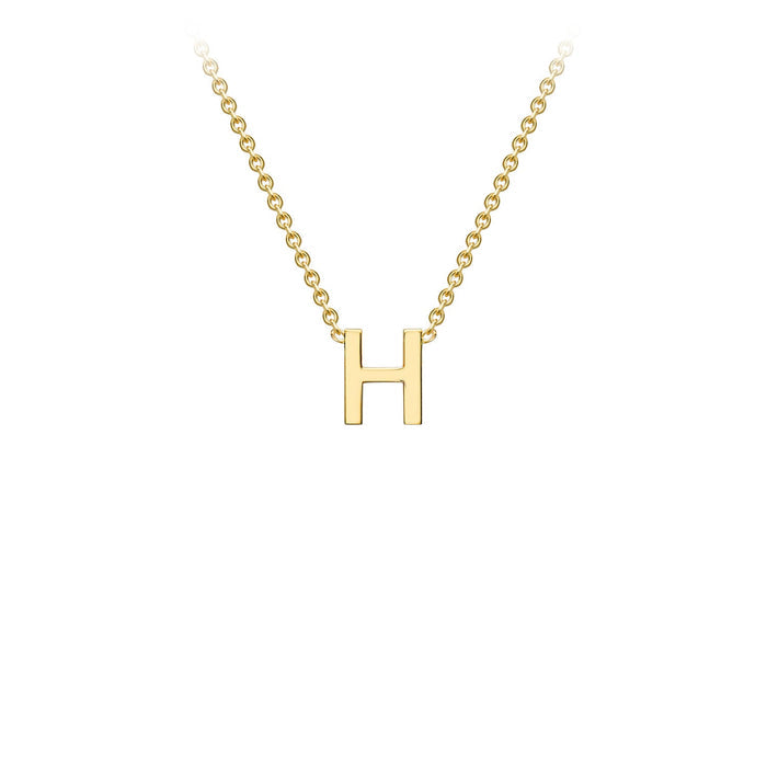 9K Yellow Gold 'H' Initial Adjustable Letter Necklace 38/43cm