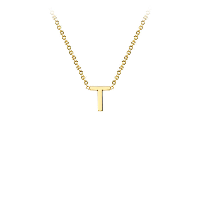 9K Yellow Gold 'T' Initial Adjustable Letter Necklace 38/43cm