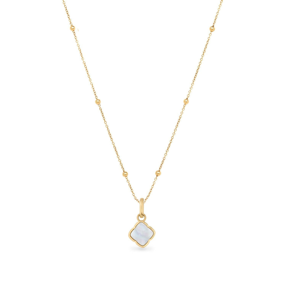 Pearl Clover & Initial Necklace (Gold)
