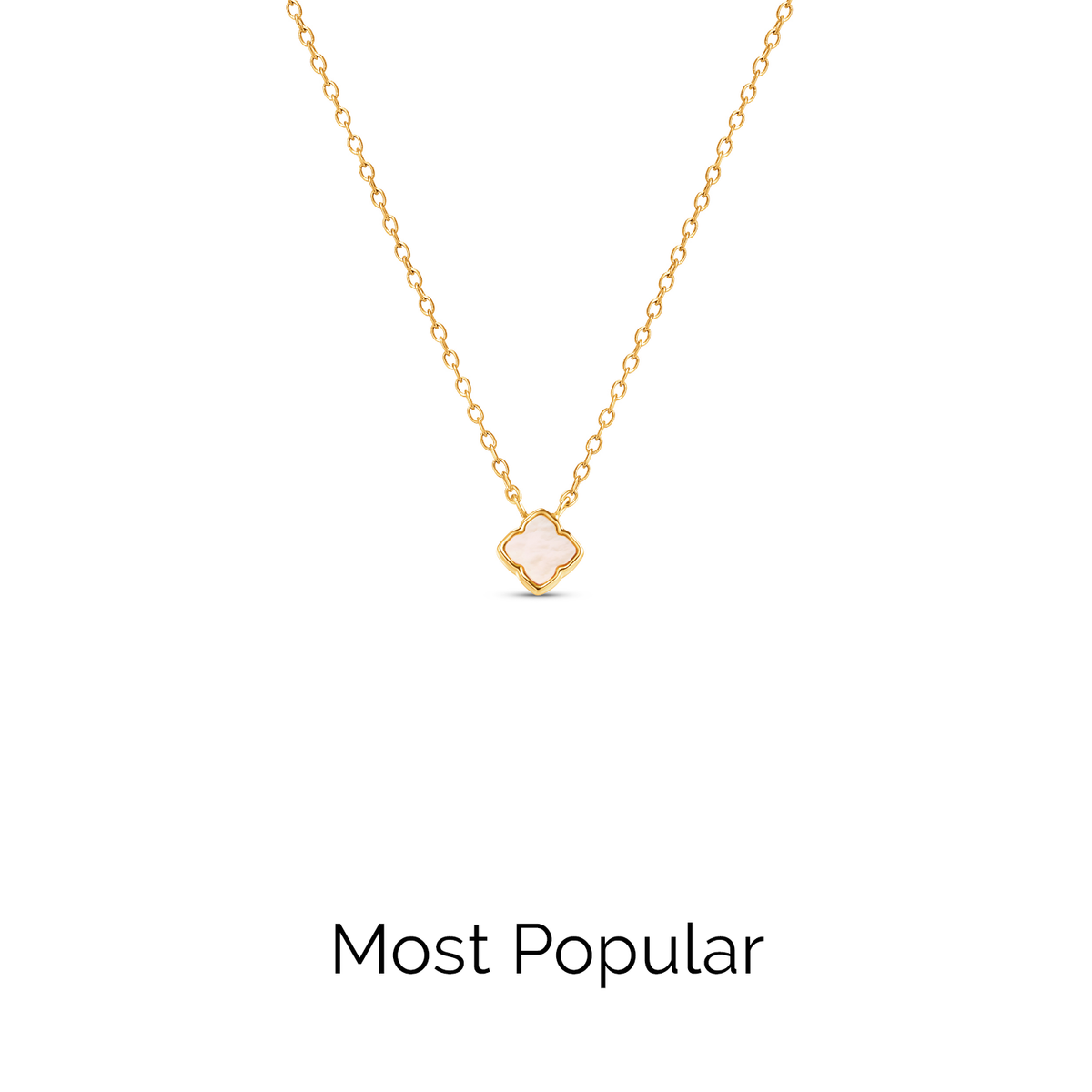 Fine Mini Pearl Clover Necklace (Gold)
