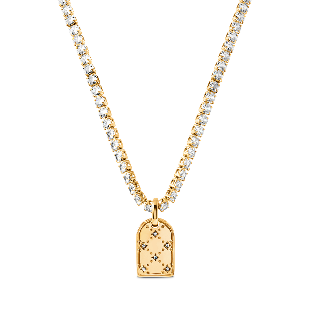 Mini Monogram Birthstone Tag Necklace (Gold)