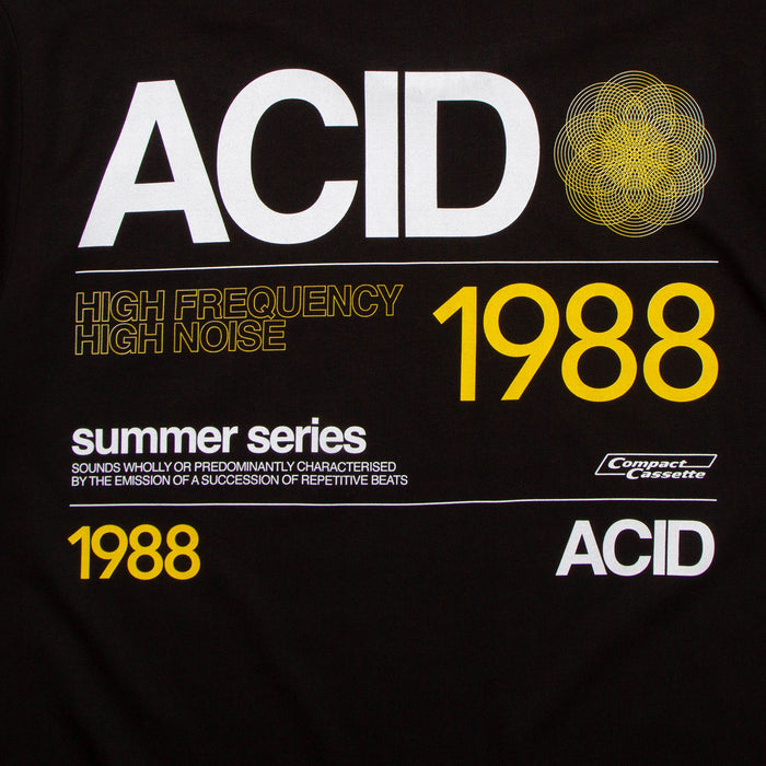 1988 Acid House Cassette Front Print - Tshirt - Black