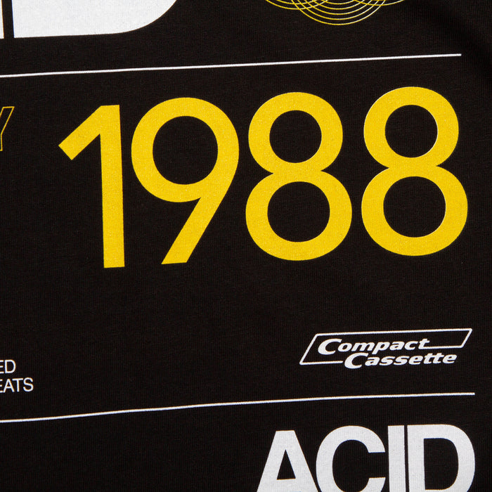 1988 Acid House Cassette Front Print - Tshirt - Black
