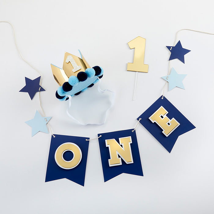 1st Birthday Decor Kit - Blue & Gold