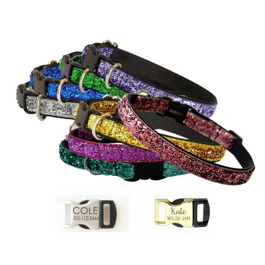 2 Line Personalized Sparkle Mermaid Cat Collars (Not Breakaway)