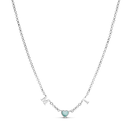 Made Mine Initials & Birthstone Necklace (Silver)