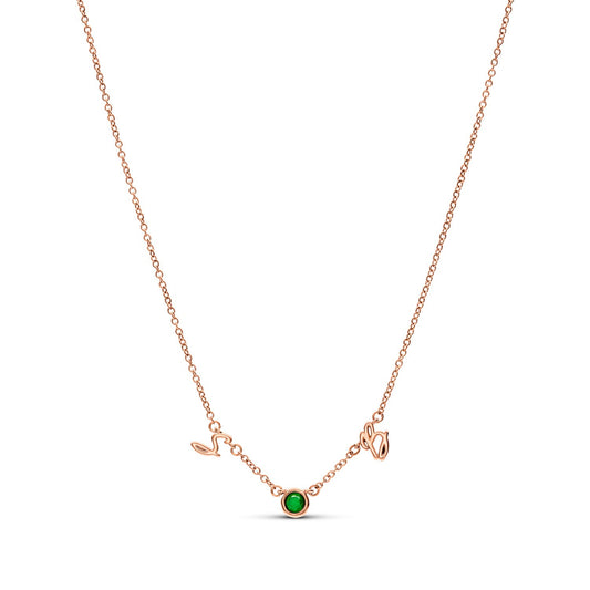 Made Mine Initials & Birthstone Necklace (Rose Gold)