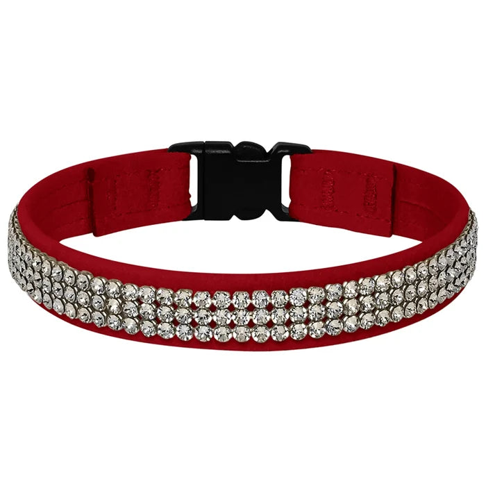 3 Row Crystal 1/2" Breakaway Cat Collar