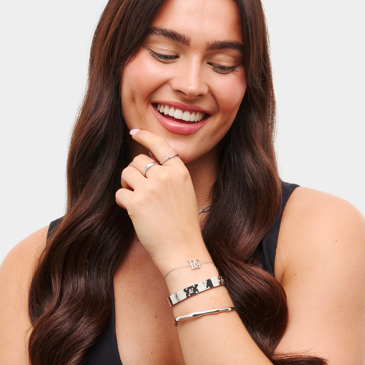 Double Initial Crystal Bracelet (Silver)