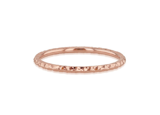 9K Rose Gold Solid Diamond-Cut Stacker Ring