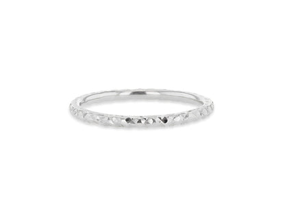 9K White Gold Solid Diamond-Cut Stacker Ring