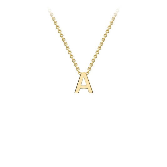 9K Yellow Gold 'A' Initial Adjustable Letter Necklace 38/43cm