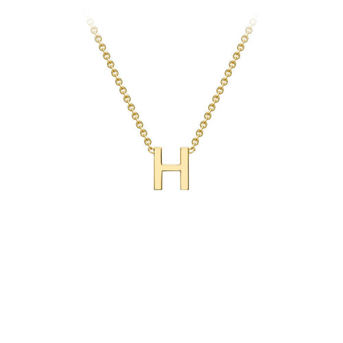 9K Yellow Gold 'H' Initial Adjustable Letter Necklace 38/43cm