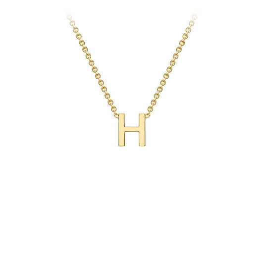 9K Yellow Gold 'H' Initial Adjustable Letter Necklace 38/43cm