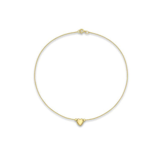 9K Yellow Gold Heart Box Chain Anklet 24cm