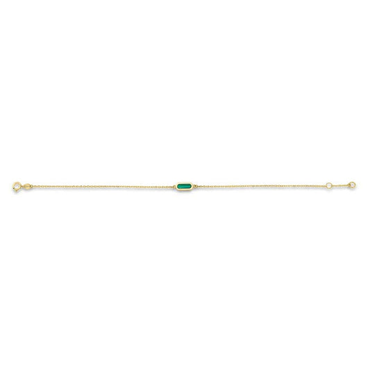 9K Yellow Gold Malachite Bracelet 17-19cm