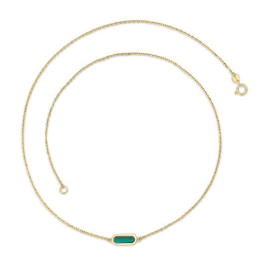 9K Yellow Gold Malachite Necklace 45cm