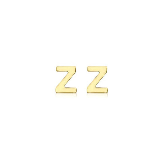 9K Yellow Gold Mini Initial 'Z' Stud Earrings