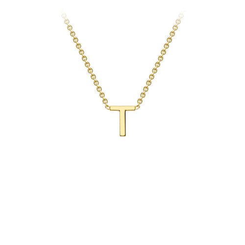 9K Yellow Gold 'T' Initial Adjustable Letter Necklace 38/43cm