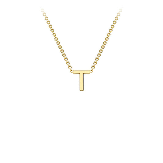 9K Yellow Gold 'T' Initial Adjustable Letter Necklace 38/43cm