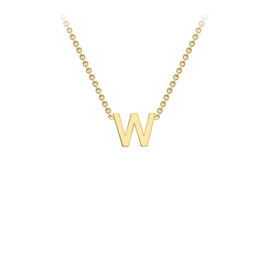 9K Yellow Gold 'W' Initial Adjustable Letter Necklace 38/43cm