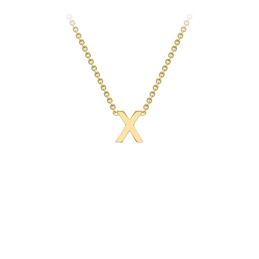 9K Yellow Gold 'X' Initial Adjustable Letter Necklace 38/43cm