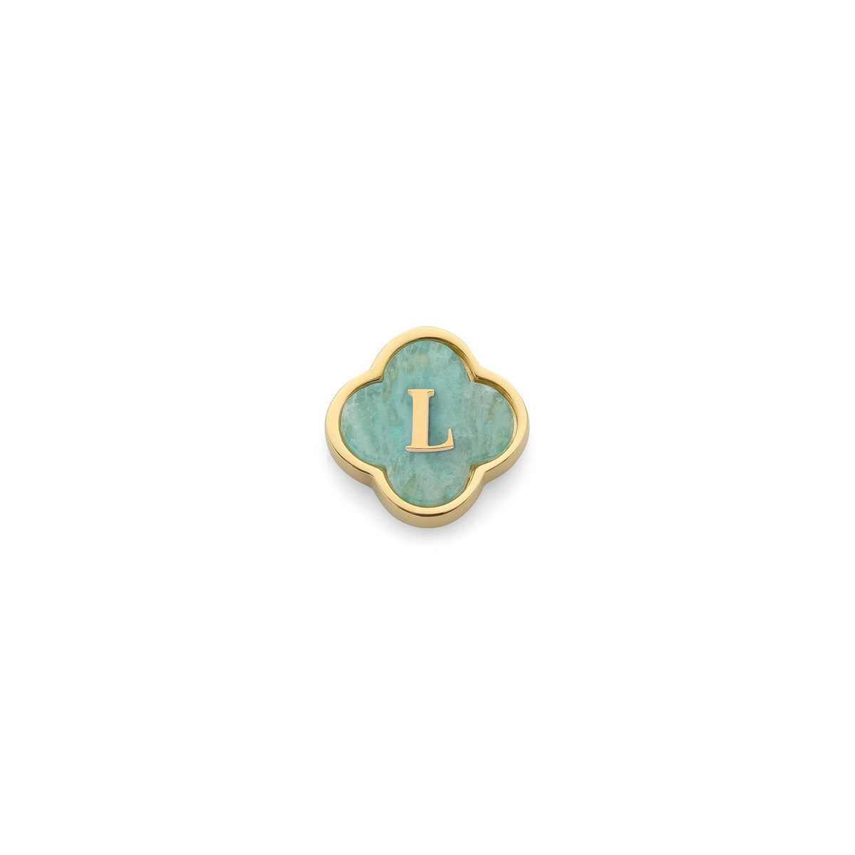 Amazonite Clover Charms (Gold) - Initials