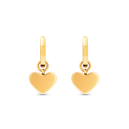 Green Quartz Heart Huggie Earrings (Gold)