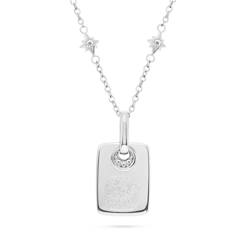 Fingerprint Written In The Stars Tag Necklace (Silver)