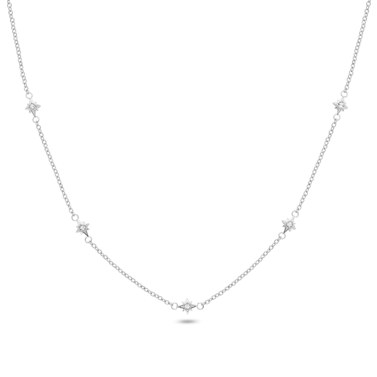 Mother of Pearl Cushion Necklace & Earrings Set (Silver)