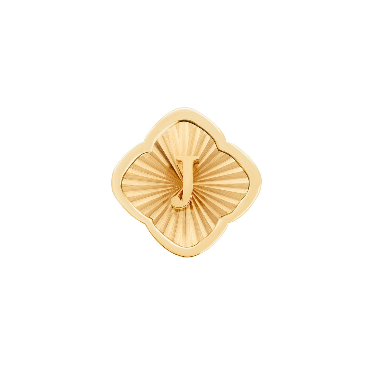 Rosette Textured Clover Charms (Gold) - Initials