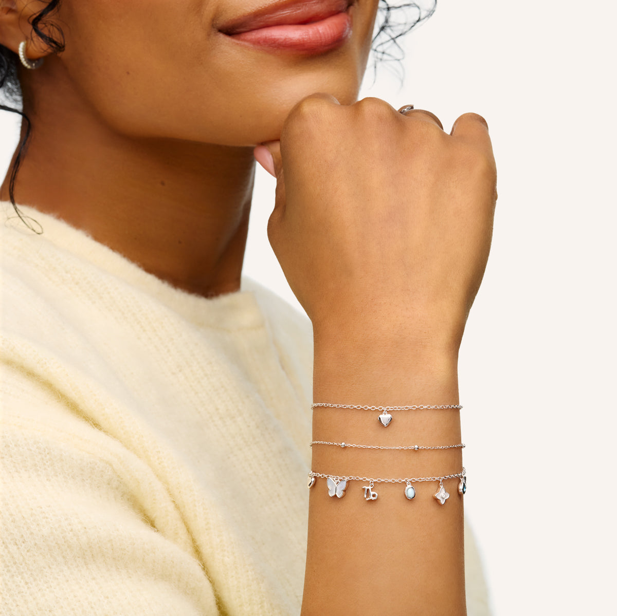 Fine Molten Heart Bracelet (Silver)