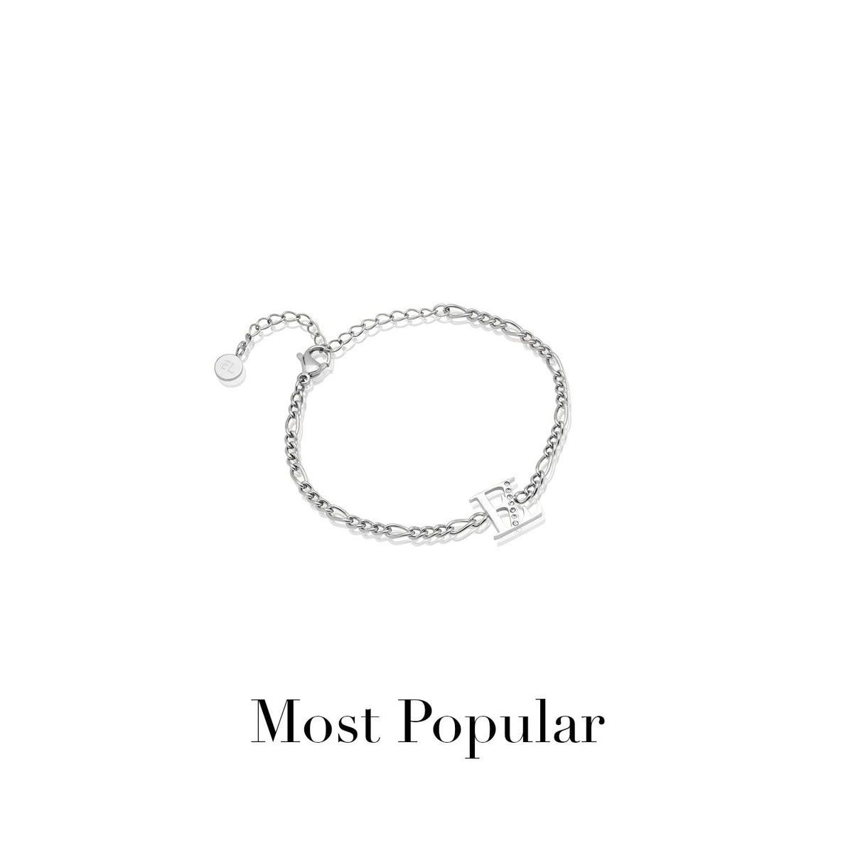 Double Initial Crystal Bracelet (Silver)