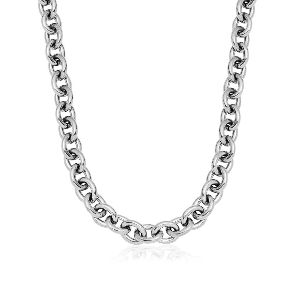 Oval Link Chain Necklace (Silver)