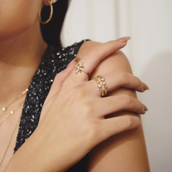 Ania Haie Gold Bezel Cubic Zirconia Zig-Zag Ring