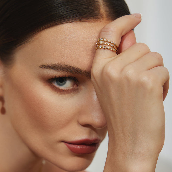 Ania Haie Gold Bezel Cubic Zirconia Zig-Zag Ring