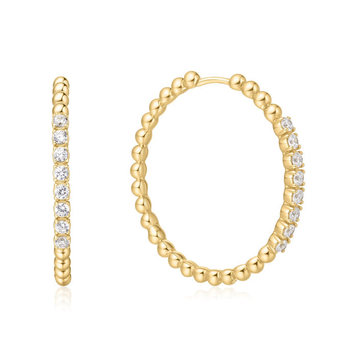 Ania Haie Gold Large Claw Sphere Beaded Hoop Earrings