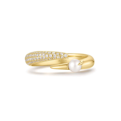 Ania Haie Gold Sparkle Pearl Crossover Adjustable Ring