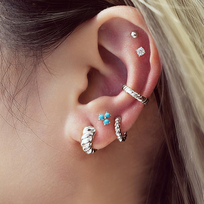 Ania Haie Silver Bold Texture Small Huggie Hoop Earrings