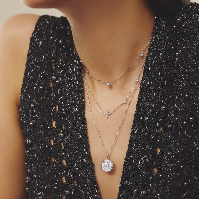 Ania Haie Silver Eight-Pointed Star Cubic Zirconia Station Necklace