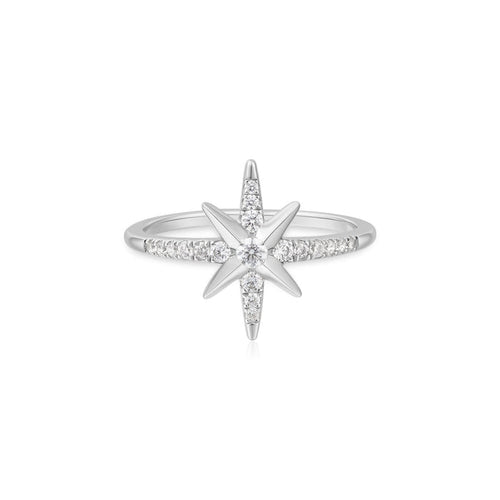 Ania Haie Silver Eight-Pointed Star Signet Ring