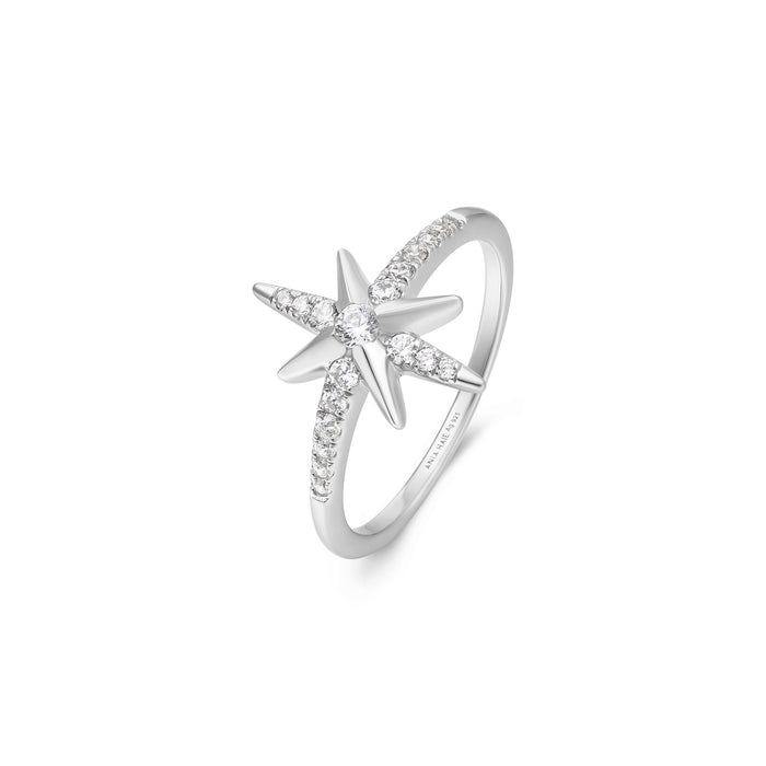Ania Haie Silver Eight-Pointed Star Signet Ring