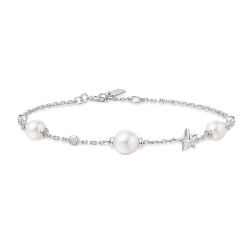 Ania Haie Silver Pearl and Star Station Bracelet