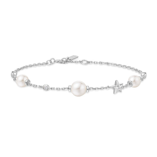 Ania Haie Silver Pearl and Star Station Bracelet