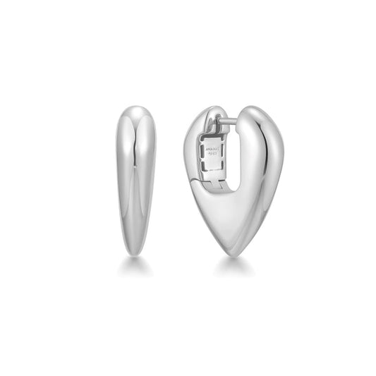 Ania Haie Silver Puffy Shield Hoop Earrings