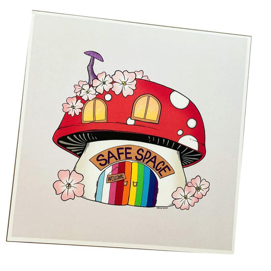 Art Print - 8x8in - Safe Space Mushroom Cottage by World of Whimm