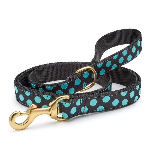 Black Aqua Dot Dog Lead