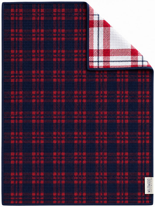 BLUE TARTAN MICROFIBER - HAND TOWEL